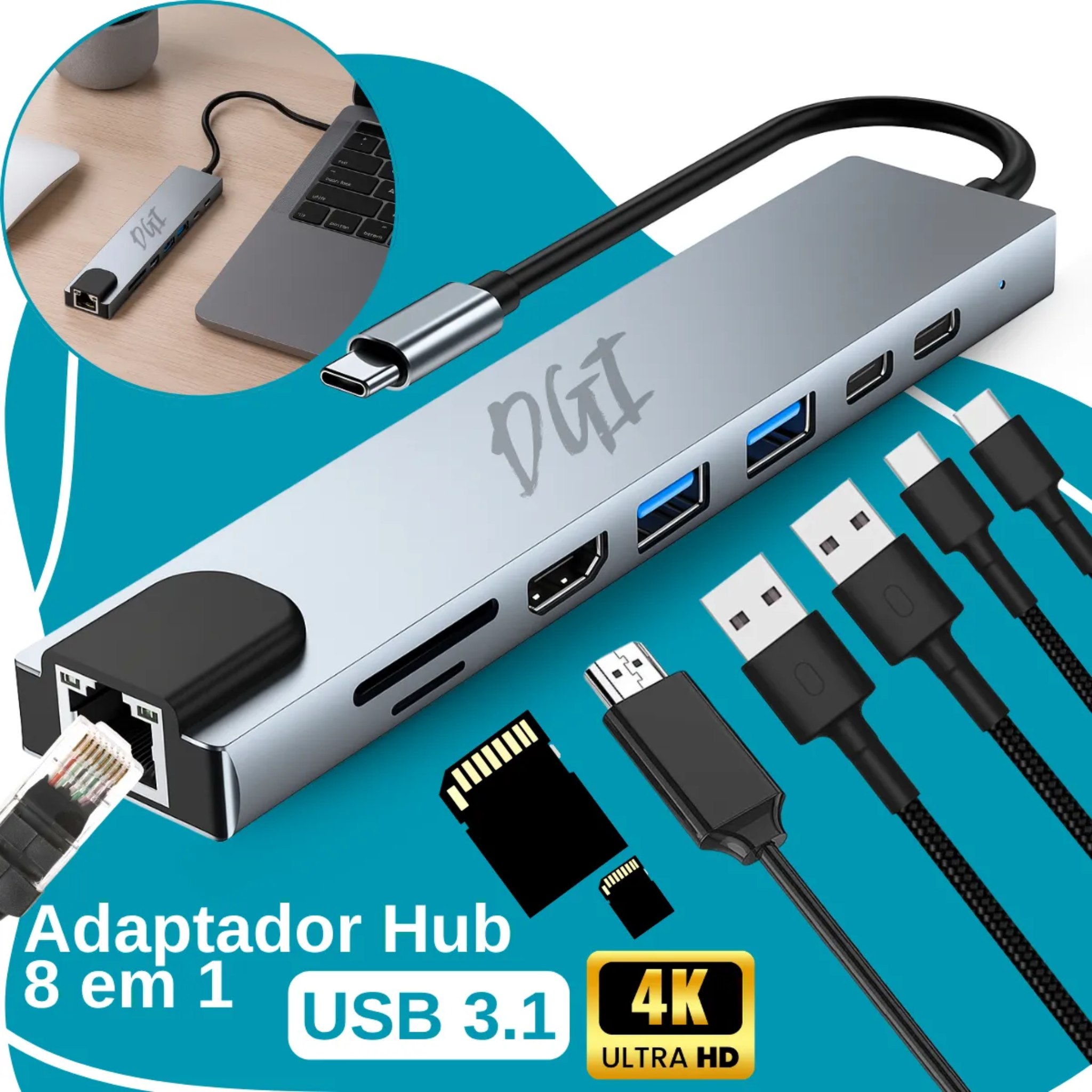 Hub 8 em 1 Thunderbolt