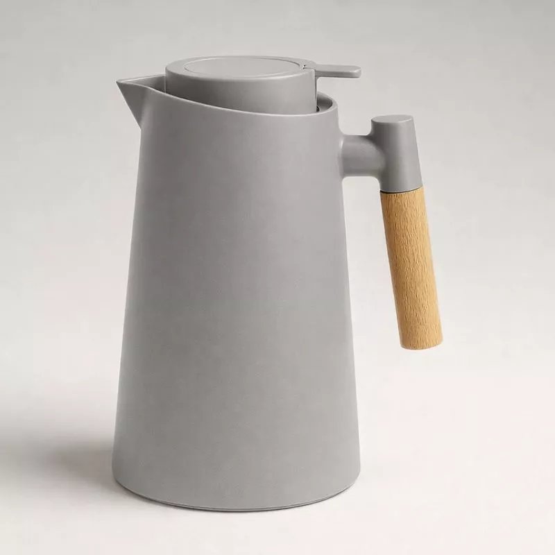 Garrafa Térmica com Alça de Madeira