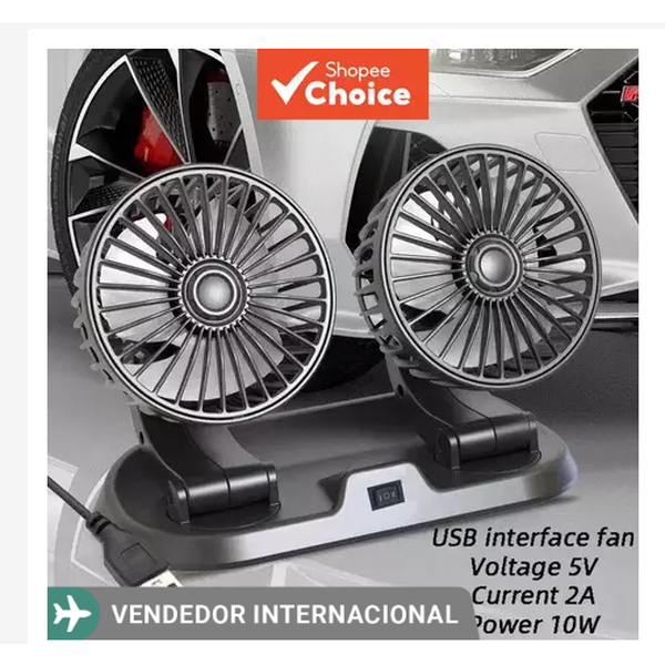 Ventilador Automotivo de Cabeça Dupla USB